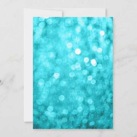 Sweet 16 Winter Wonderland Blauwgroen Glitter Ligh Kaart (Achterkant)