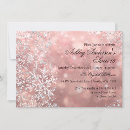 Sweet 16 Winter Wonderland Glitterende Sneeuwvlokk RSVP Kaartje