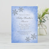 Sweet 16 Winter Wonderland Sparkle Snowflakes Blue Kaart (Staand voorkant)