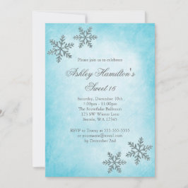 Sweet 16 Winter Wonderland Sparkle Snowflakes Kaart