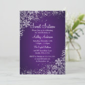 Sweet 16 Winter Wonderland Sparkle Snowflakes Kaart (Staand voorkant)
