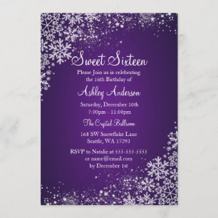 Sweet 16 Winter Wonderland Sparkle Snowflakes Kaart