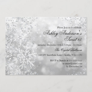 Sweet 16 Winter Wonderland Sparkle Snowflakes Kaart