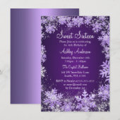 Sweet 16 Winter Wonderland Sparkle Snowflakes Kaart (Voorkant / Achterkant)