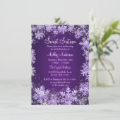 Sweet 16 Winter Wonderland Sparkle Snowflakes Kaart (Staand voorkant)