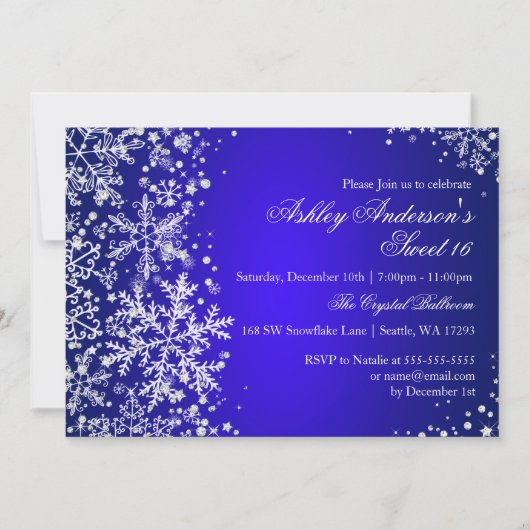 Sweet 16 Winter Wonderland Sparkle Snowflakes Kaart (Voorkant)