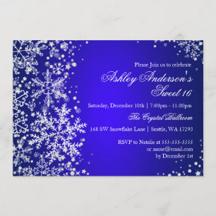 Sweet 16 Winter Wonderland Sparkle Snowflakes Kaart
