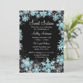 Sweet 16 Winter Wonderland Sparkle Snowflakes Kaart (Staand voorkant)