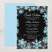 Sweet 16 Winter Wonderland Sparkle Snowflakes Kaart (Voorkant / Achterkant)
