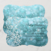 Sweet 16 Winter Wonderland Sparkle Snowflakes Kaart (Voorkant / Achterkant)