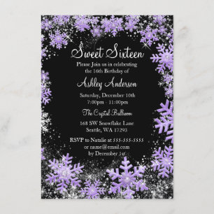Sweet 16 Winter Wonderland Sparkle Snowflakes Kaart