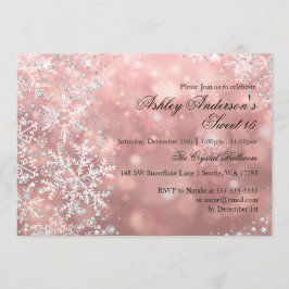 Sweet 16 Winter Wonderland Sparkle Snowflakes Kaart
