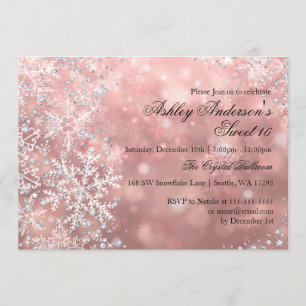 Sweet 16 Winter Wonderland Sparkle Snowflakes Kaart