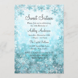 Sweet 16 Winter Wonderland Sparkle Snowflakes Kaart