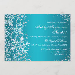Sweet 16 Winter Wonderland Sparkle Snowflakes Kaart