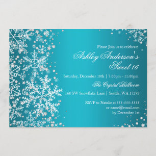 Sweet 16 Winter Wonderland Sparkle Snowflakes Kaart