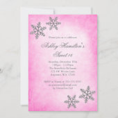 Sweet 16 Winter Wonderland Sparkle Snowflakes Roze Kaart (Voorkant)