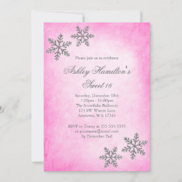 Sweet 16 Winter Wonderland Sparkle Snowflakes Roze Kaart