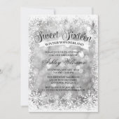 Sweet 16 Winter Wonderland Zilveren Glitter Lights Kaart (Voorkant)