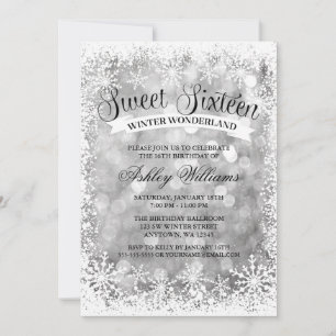 Sweet 16 Winter Wonderland Zilveren Glitter Lights Kaart