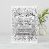 Sweet 16 Winter Wonderland Zilveren Glitter Lights Kaart (Staand voorkant)