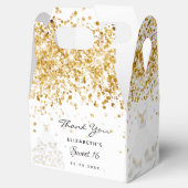 Sweet 16 wit goud jurk dank je bedankdoosjes (Geopend)