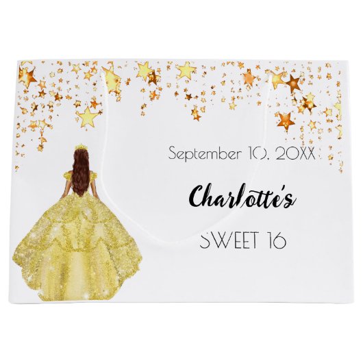 Sweet 16 wit gouden sterren jurk tiara groot cadeauzakje (Voorkant)