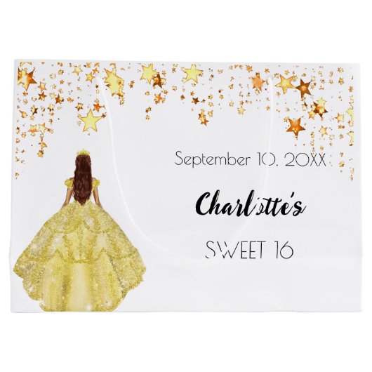 Sweet 16 wit gouden sterren jurk tiara groot cadeauzakje (Achterkant)