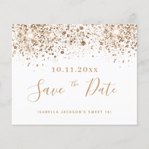Sweet 16 witgouden budget save-the-datekaart flyer