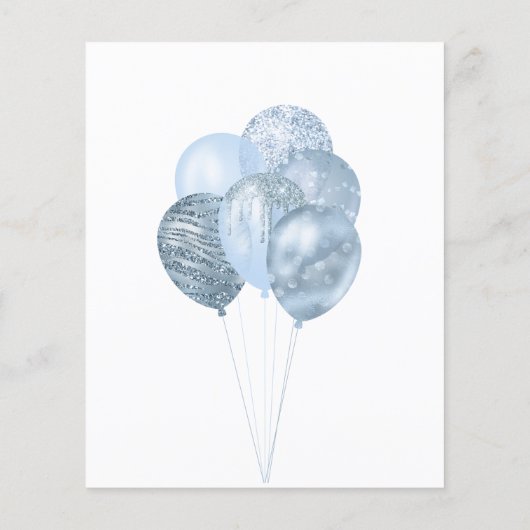 Sweet 16 witte blauwe ballonnen budget uitnodiging (Achterkant)