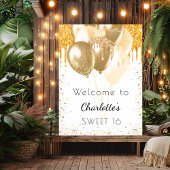 Sweet 16 witte goudballonnen welkom poster