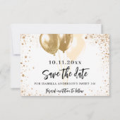 Sweet 16 witte gouden ballonnen glitter party save the date (Voorkant)