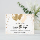 Sweet 16 witte gouden ballonnen glitter party save the date (Staand voorkant)