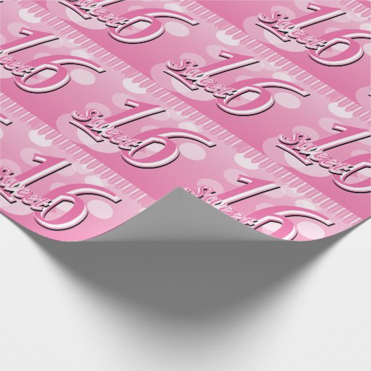 Sweet 16 Word Art | 16e verjaardag Cadeaupapier (Hoek)