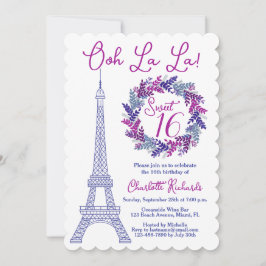 Sweet 16 Wreath Paris Eiffel Tower Verjaardagsfees Kaart