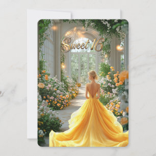 Sweet 16 Yellow Gown Mooie Bloemen Locatie Kaart