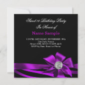 Sweet 16 Zebra Paarse roze Silver Black Party Kaart (Achterkant)