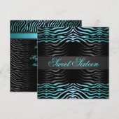 Sweet 16 Zebra Print Blue Verjaardag Uitnodiging (Voorkant / Achterkant)