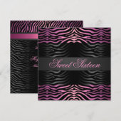 Sweet 16 Zebra Print Roze Verjaardag Uitnodiging (Voorkant / Achterkant)