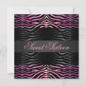 Sweet 16 Zebra Print Roze Verjaardag Uitnodiging (Voorkant)