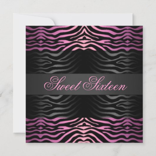 Sweet 16 Zebra Print Roze Verjaardag Uitnodiging (Voorkant)