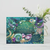 Sweet 16 Zeemeermin Onder het Zee Verjaardagsuitno Kaart (Staand voorkant)