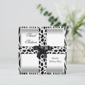 Sweet 16 Zestien 16e zwarte witte Zebra Giraffe Kaart (Staand voorkant)