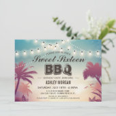 Sweet 16 Zestien BBQ Party Summer String Lights Kaart (Staand voorkant)