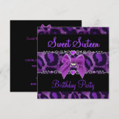 Sweet 16 Zestien Birthday Black Pink Paars Wild 2 Kaart (Voorkant / Achterkant)