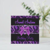 Sweet 16 Zestien Birthday Black Pink Paars Wild 2 Kaart (Staand voorkant)