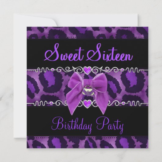 Sweet 16 Zestien Birthday Black Pink Paars Wild 2 Kaart (Voorkant)