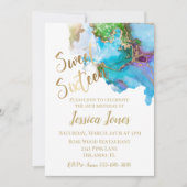 Sweet 16 Zestien 'Birthday' Gold Waterverf Kaart (Voorkant)