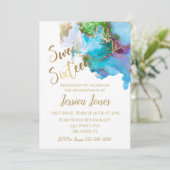 Sweet 16 Zestien 'Birthday' Gold Waterverf Kaart (Staand voorkant)