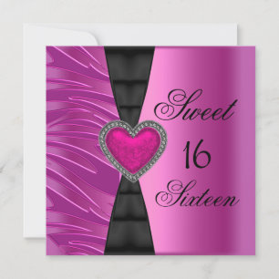 Sweet 16 Zestien Birthday Party Pink Zebra Wild Kaart
